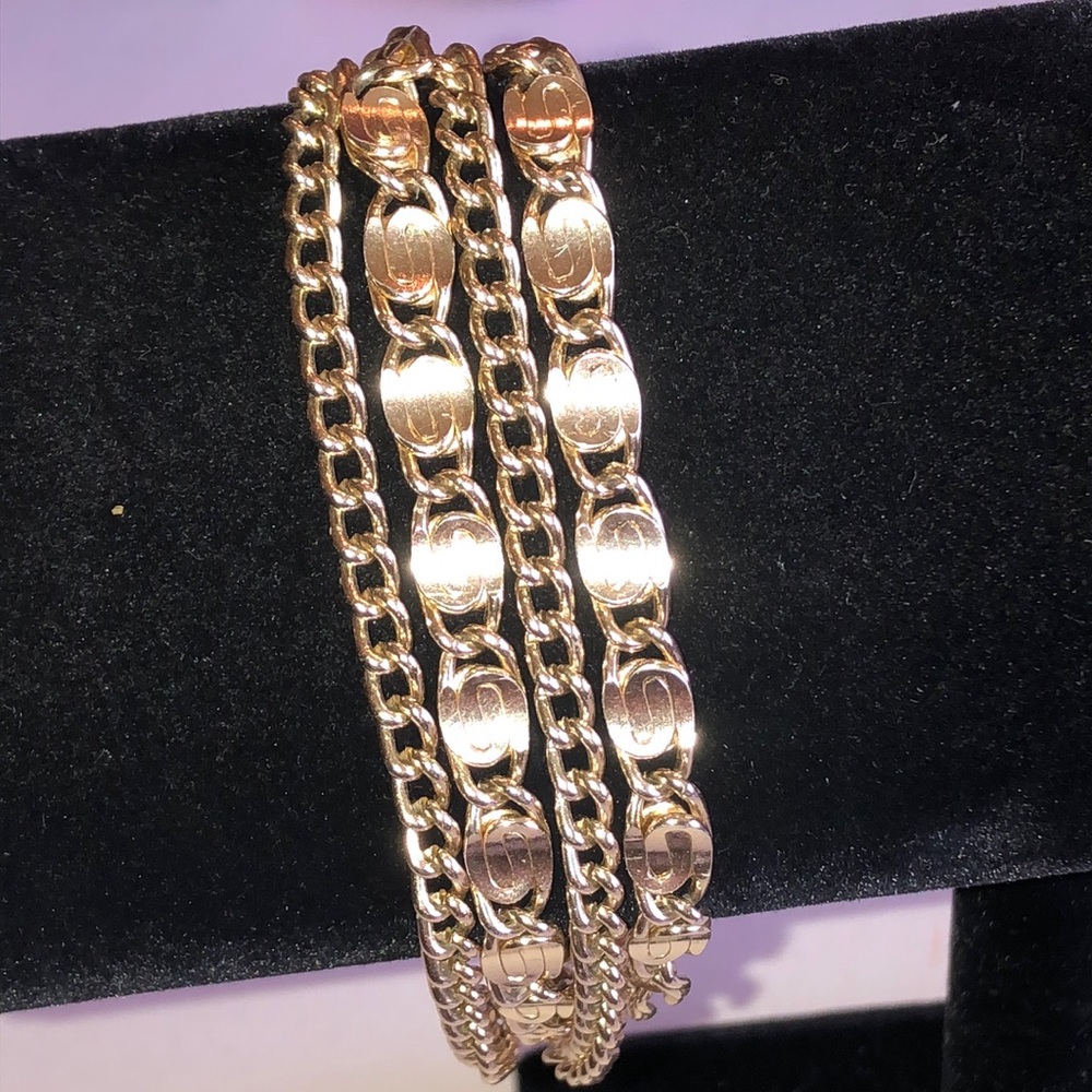 Gold Tone Vintage Multi Strand Chain Bracelet